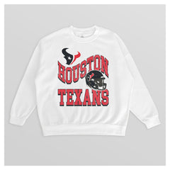 Houston Texans Gameday Couture Women's Oversized Hard Earned Premium Fleece Pullover Sweatshirt - White - NFL