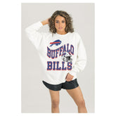 Buffalo Bills Gameday Couture Women's Oversized Hard Earned Premium Fleece Pullover Sweatshirt - White - NFL