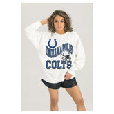 Indianapolis Colts Gameday Couture Women's Oversized Hard Earned Premium Fleece Pullover Sweatshirt - White - NFL