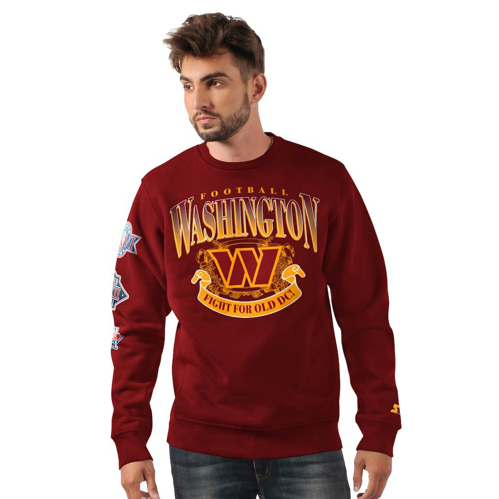 Washington Commanders Starter Fight On Knit Crewneck Sweatshirt - Burgundy - NFL