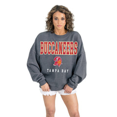 Tampa Bay Buccaneers Gameday Couture Women's Bring Your Energy Oversized Premium Fleece Pullover Sweatshirt - Charcoal - NFL