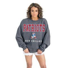 New England Patriots Gameday Couture Women's Bring Your Energy Oversized Premium Fleece Pullover Sweatshirt - Charcoal - NFL