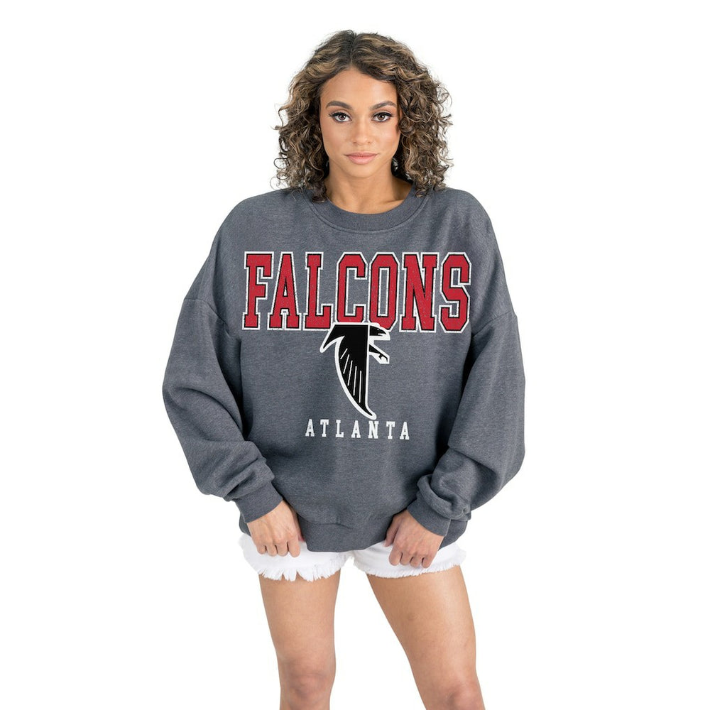 Atlanta Falcons Gameday Couture Women's Bring Your Energy Oversized Premium Fleece Pullover Sweatshirt - Charcoal - NFL