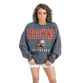 Cleveland Browns Gameday Couture Women's Bring Your Energy Oversized Premium Fleece Pullover Sweatshirt - Charcoal - NFL
