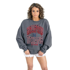 Houston Texans Gameday Couture Women's Long Weekends Oversized Premium Fleece Pullover Sweatshirt - Charcoal - NFL