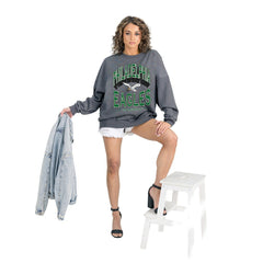 Philadelphia Eagles Gameday Couture Women's Long Weekends Oversized Premium Fleece Pullover Sweatshirt - Charcoal - NFL