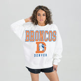 Denver Broncos Gameday Couture Women's Classic Sunday Drives Oversized Premium Fleece Pullover Sweatshirt - White - NFL