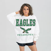 Philadelphia Eagles Gameday Couture Women's Classic Sunday Drives Oversized Premium Fleece Pullover Sweatshirt - White - NFL