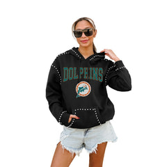 Miami Dolphins Gameday Couture Women's Studded Pullover Hoodie - Black - NFL