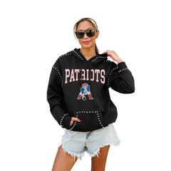New England Patriots Gameday Couture Women's Studded Pullover Hoodie - Black - NFL
