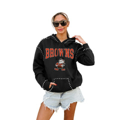 Cleveland Browns Gameday Couture Women's Studded Pullover Hoodie - Black - NFL