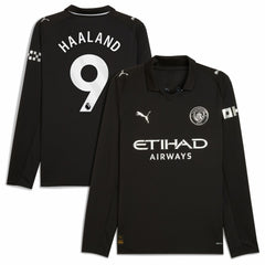 Puma - Erling Haaland Manchester City 2025/26 Away Replica Long Sleeve Player Jersey - Black
