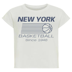 New York Knicks Sportiqe Women's Athletic Club Collection Alana Premium Cropped T-Shirt Cream