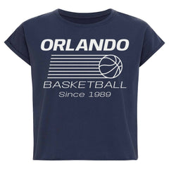 Orlando Magic Sportiqe Women's Athletic Club Collection Alana Premium Cropped T-Shirt Navy