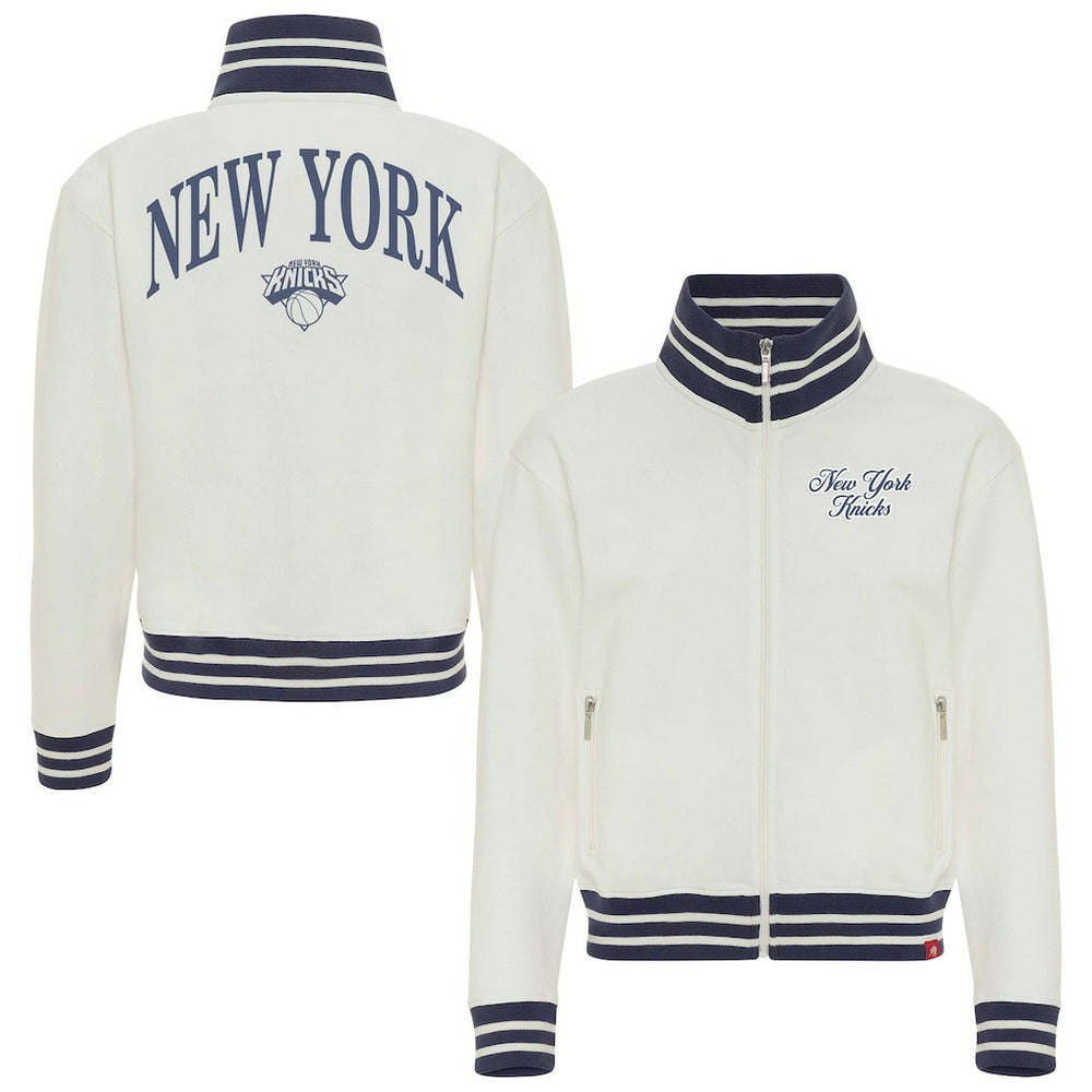 New York Knicks Sportiqe Women's Athletic Club Collection Sutton French Terry Full-Zip Jacket Cream