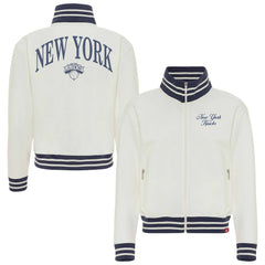 New York Knicks Sportiqe Women's Athletic Club Collection Sutton French Terry Full-Zip Jacket Cream