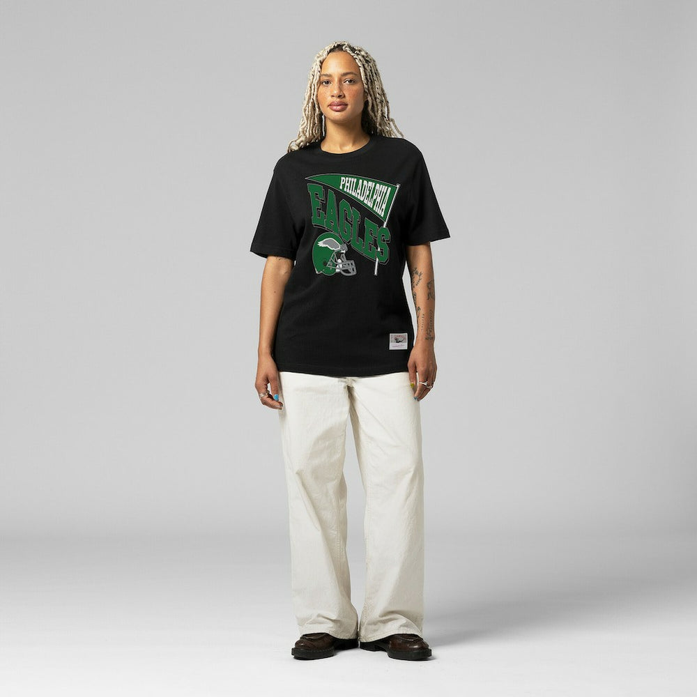 Philadelphia Eagles Women's Team Dynamic Boyfriend T-Shirt - Black - Mitchell & Ness