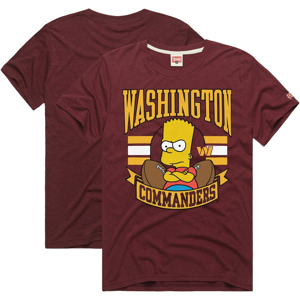 Washington Commanders Homage x The Simpsons Unisex Tri-Blend T-Shirt - Burgundy - NFL