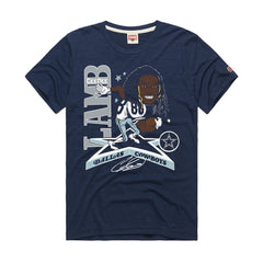 CeeDee Lamb Dallas Cowboys Homage Unisex Caricature Player Graphic Tri-Blend T-Shirt - Navy - NFL