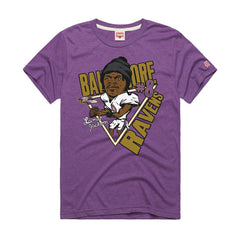 Lamar Jackson Baltimore Ravens Homage Unisex Caricature Player Graphic Tri-Blend T-Shirt - Purple - NFL