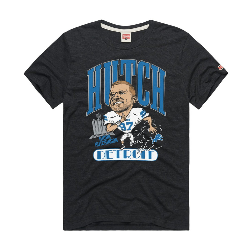 Aidan Hutchinson Detroit Lions Homage Unisex Caricature Player Graphic Tri-Blend T-Shirt - Charcoal - NFL
