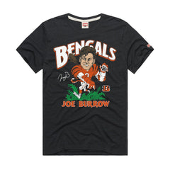 Joe Burrow Cincinnati Bengals Homage Unisex Caricature Player Graphic Tri-Blend T-Shirt - Charcoal - NFL