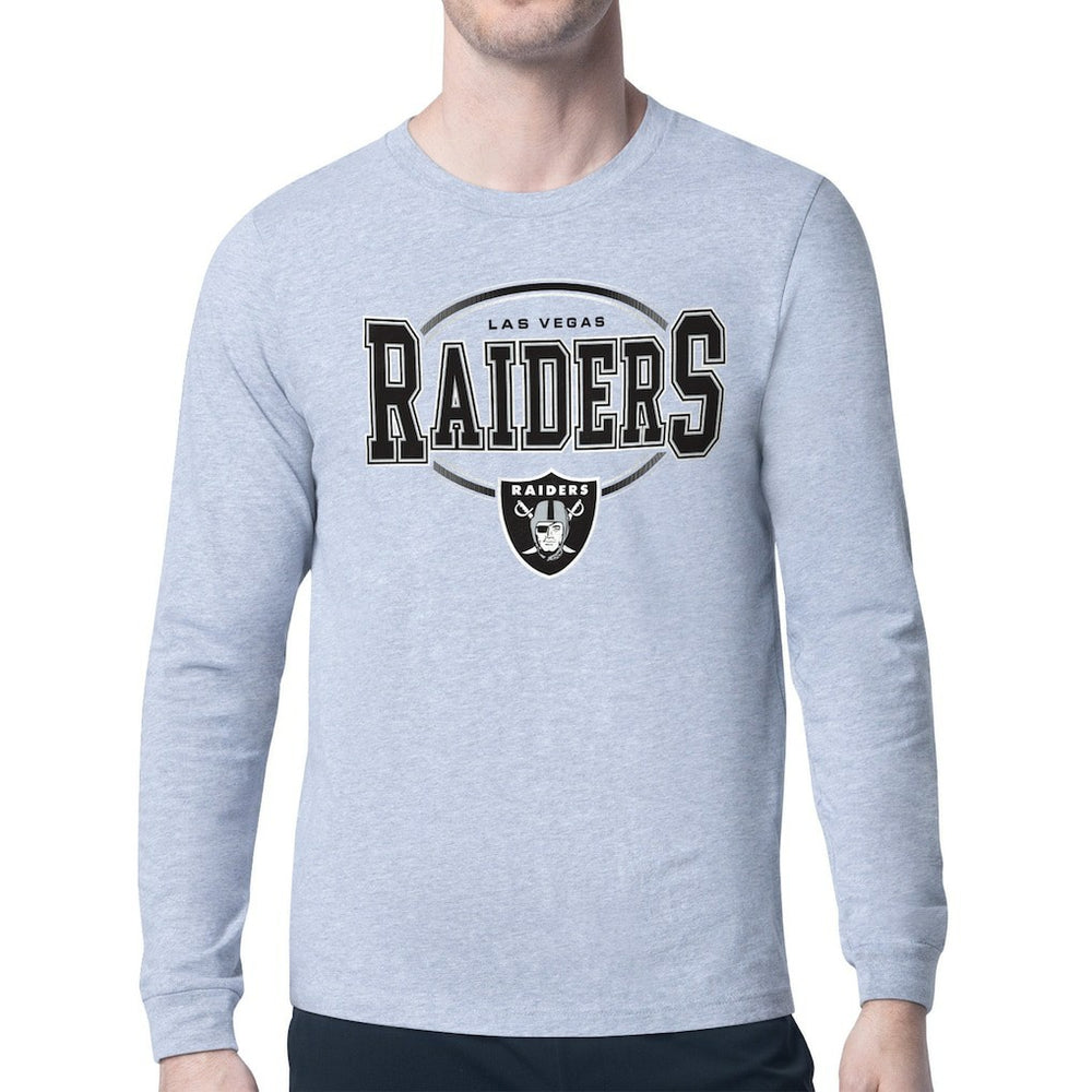 Las Vegas Raiders Starter Team Track Graphic Long Sleeve T-Shirt - Heather Gray - NFL