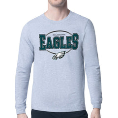 Philadelphia Eagles Starter Team Track Graphic Long Sleeve T-Shirt - Heather Gray - NFL