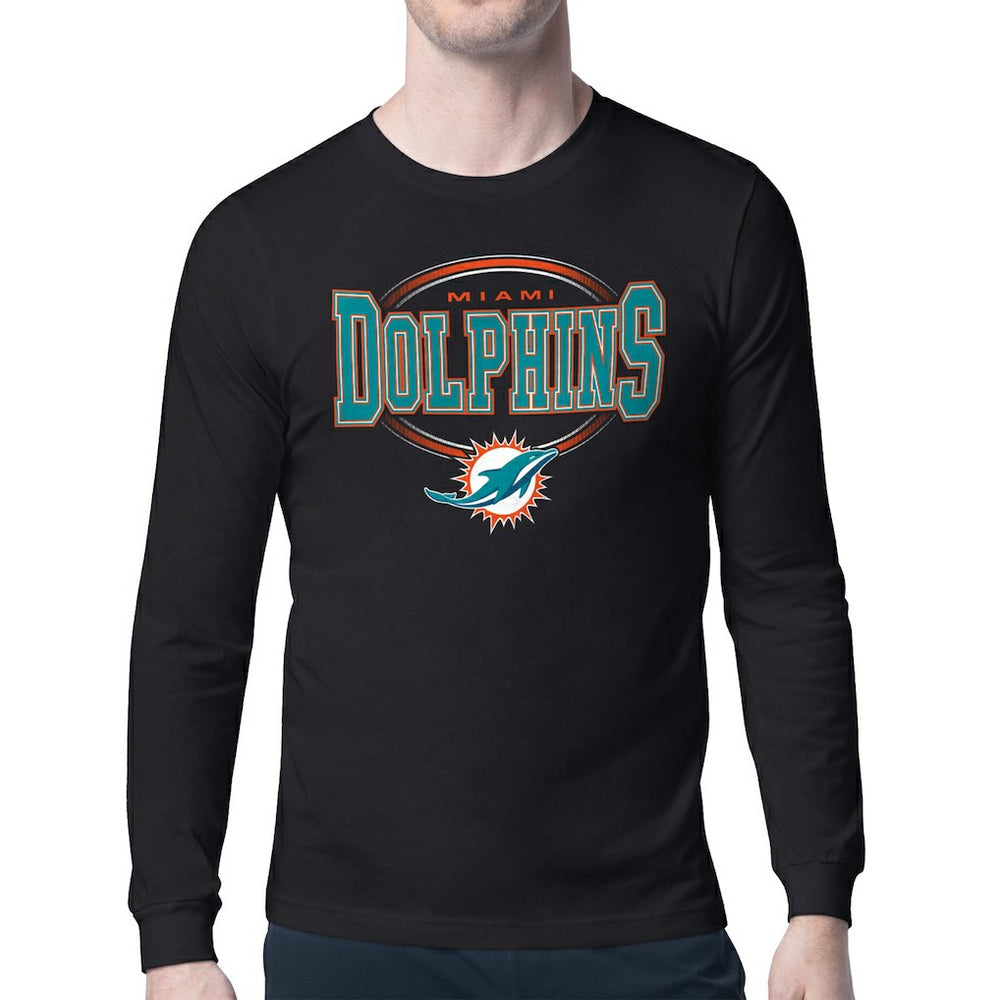 Miami Dolphins Starter Team Track Graphic Long Sleeve T-Shirt - Black - NFL