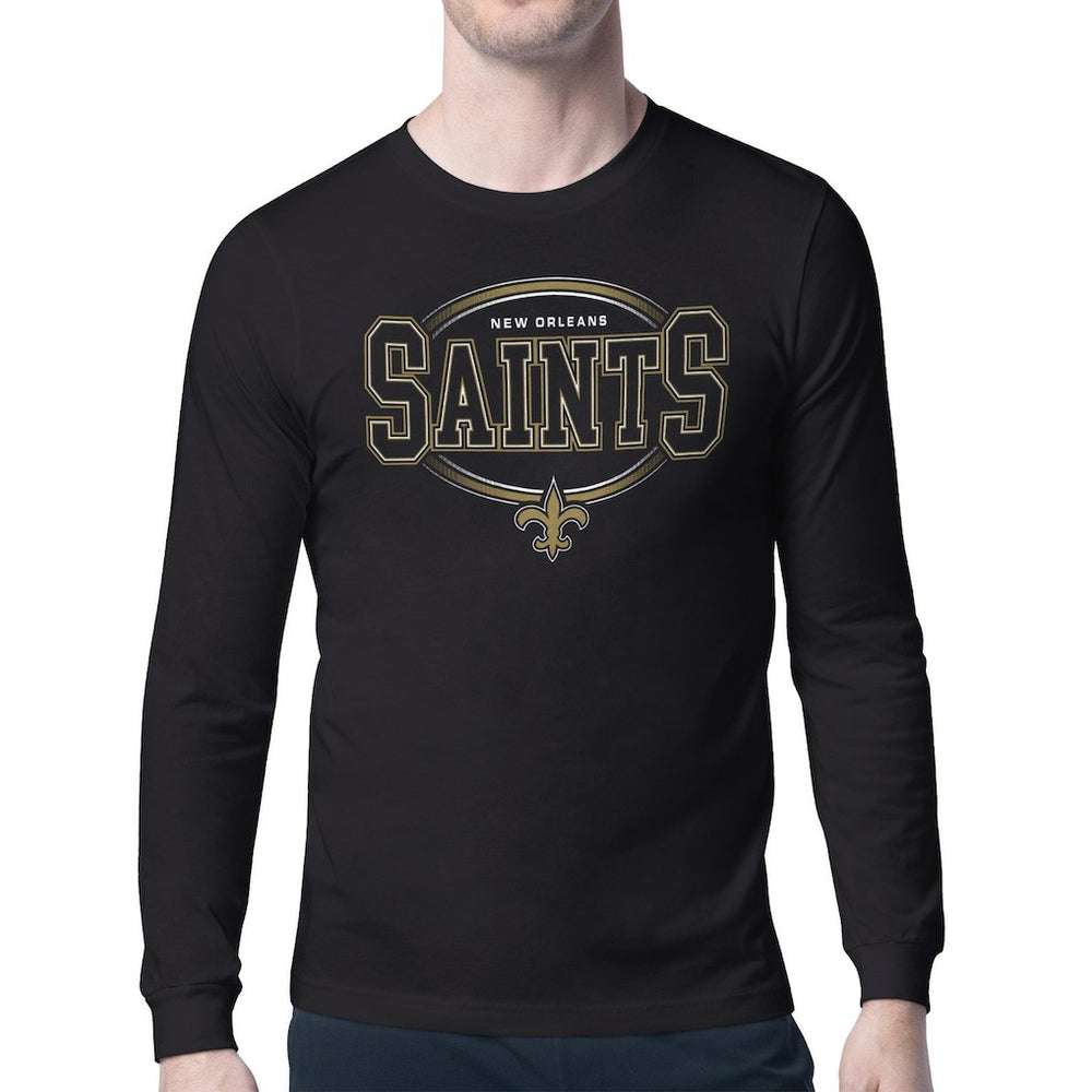 New Orleans Saints Starter Team Track Graphic Long Sleeve T-Shirt - Black - NFL