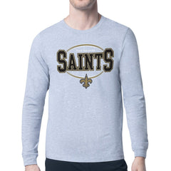 New Orleans Saints Starter Team Track Graphic Long Sleeve T-Shirt - Heather Gray - NFL