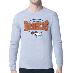 Denver Broncos Starter Team Track Graphic Long Sleeve T-Shirt - Heather Gray - NFL