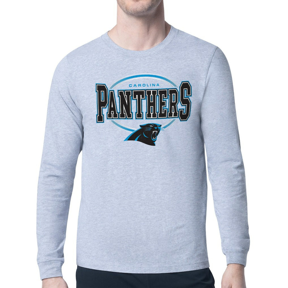 Carolina Panthers Starter Team Track Graphic Long Sleeve T-Shirt - Heather Gray - NFL