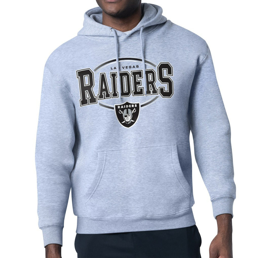 Las Vegas Raiders Starter Team Track Graphic Pullover Hoodie - Heather Gray - NFL