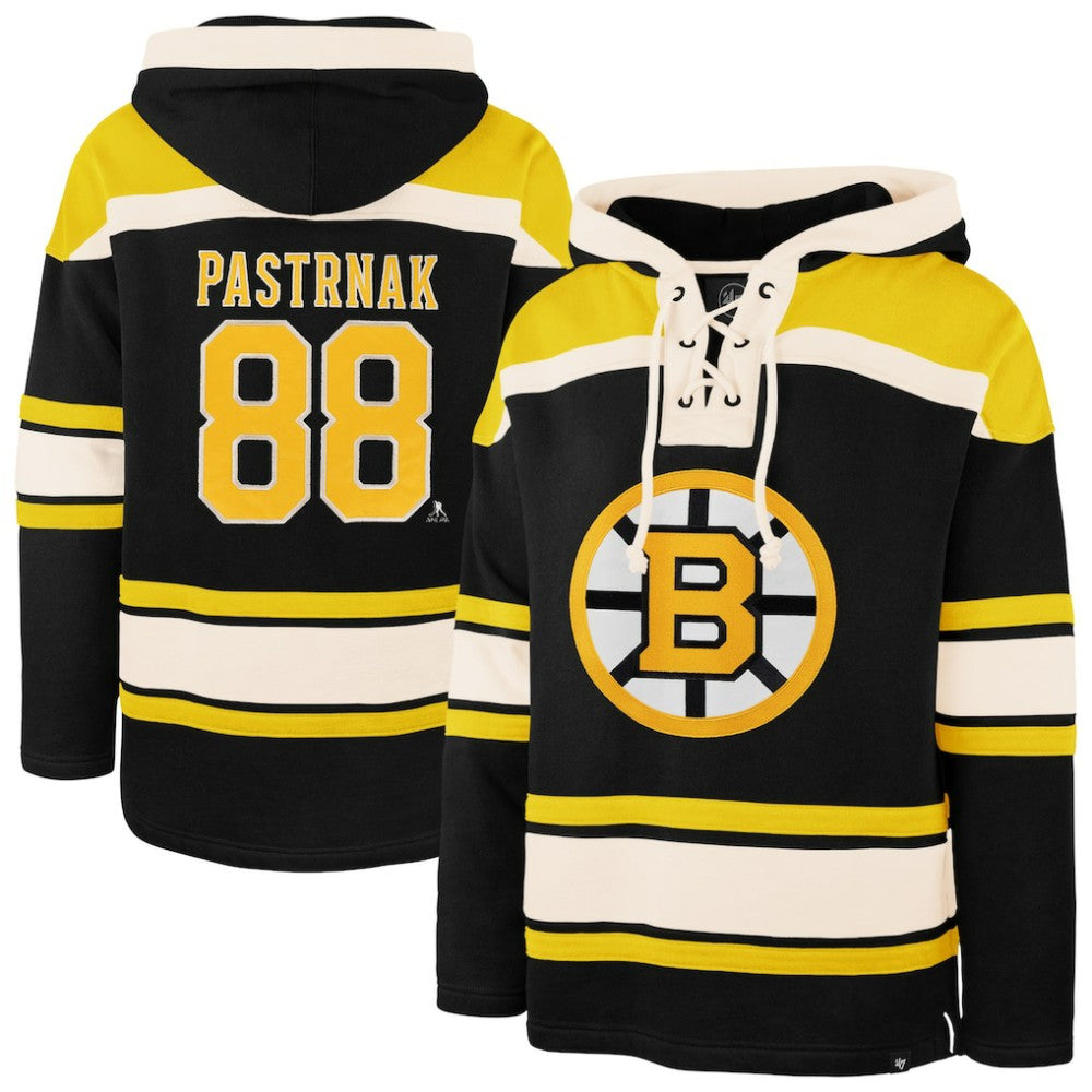 David Pastrnak Boston Bruins '47 Player Name & Number Lacer Hoodie - Black | 47 brand near me