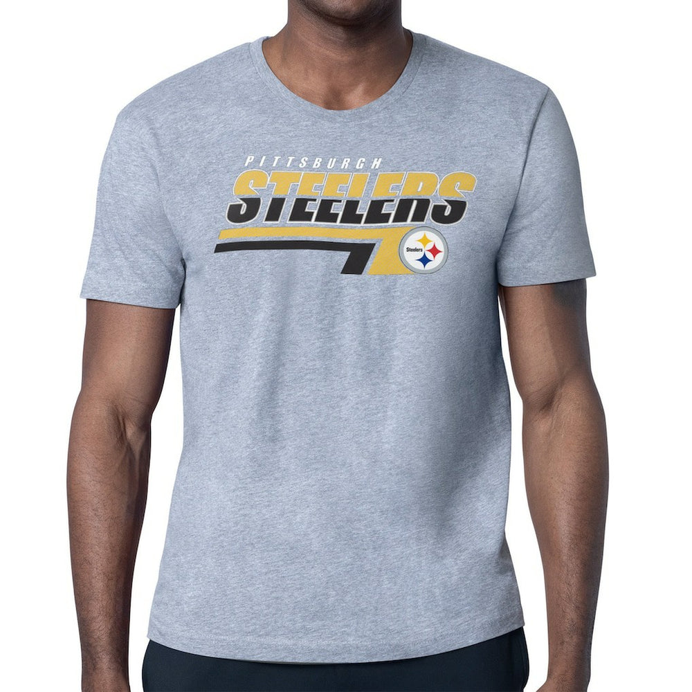 Pittsburgh Steelers Starter Logo Push Graphic T-Shirt - Heather Gray - NFL