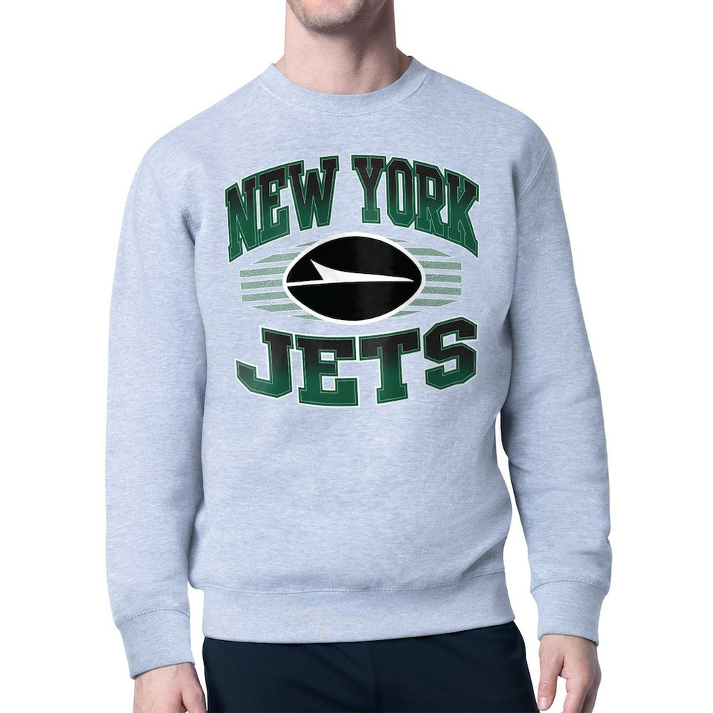 New York Jets Starter Team Grit Graphic Fleece Pullover Sweatshirt - Heather Gray - NFL