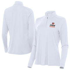 Cincinnati Bengals Antigua Women's Streak Intent Quarter-Zip Pullover - White - NFL