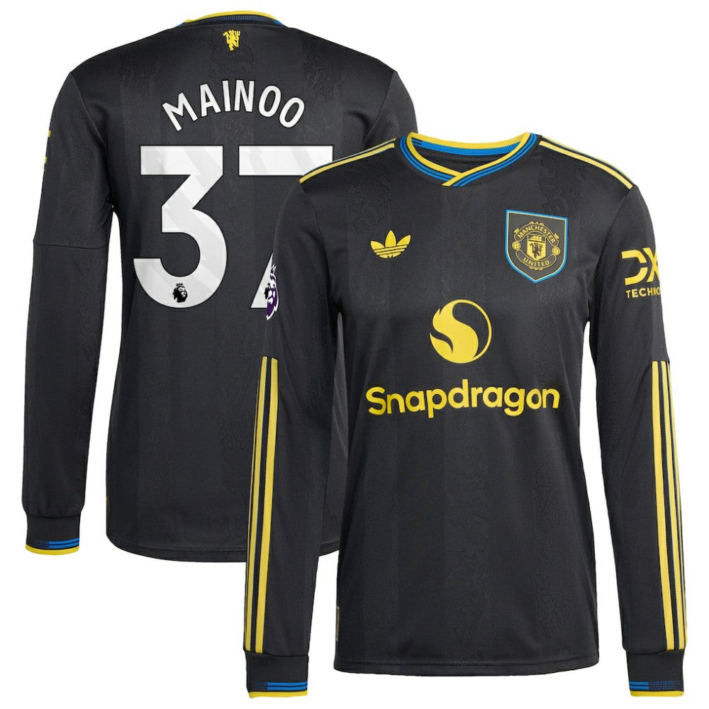 Adidas - Kobbie Mainoo Manchester United 2025/26 Third Long Sleeve Player Jersey - Black