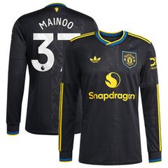 Adidas - Kobbie Mainoo Manchester United 2025/26 Third Replica Long Sleeve Player Jersey - Black