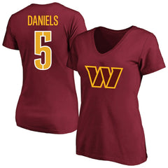 Jayden Daniels Washington Commanders Women's Plus Size Name & Number T-Shirt - Burgundy - Fanatics