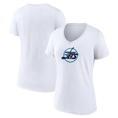 Winnipeg Jets Women's Primary Logo V-Neck T-Shirt - White | NHL on sale