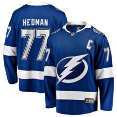 Victor Hedman Tampa Bay Lightning Fanatics Home Captain Patch Breakaway Jersey - Blue | Fanatics Lifestyle
