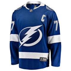 Victor Hedman Tampa Bay Lightning Fanatics Home Captain Patch Breakaway Jersey - Blue | Fanatics Lifestyle