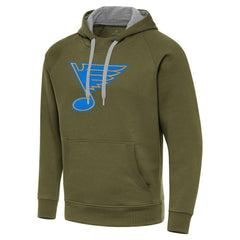 St. Louis Blues Antigua Victory Pullover Hoodie - Olive | NHL on sale