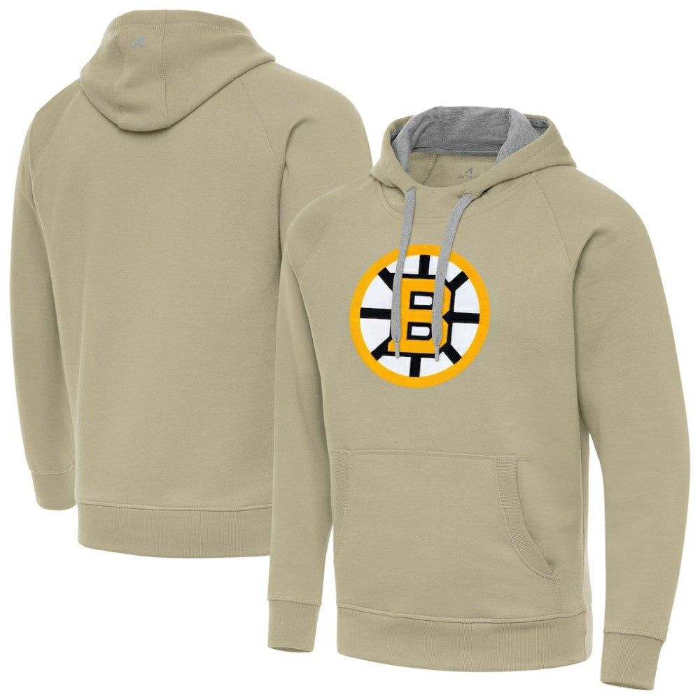 Boston Bruins Antigua Victory Pullover Hoodie - Khaki | NHL near me