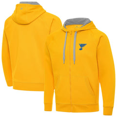 St. Louis Blues Antigua Victory Full-Zip Hoodie - Gold | NHL Lifestyle