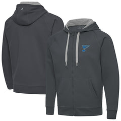 St. Louis Blues Antigua Victory Full-Zip Hoodie - Charcoal | NHL online