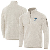 St. Louis Blues Antigua Fortune Quarter-Zip Pullover Jacket - Oatmeal | NHL Lifestyle