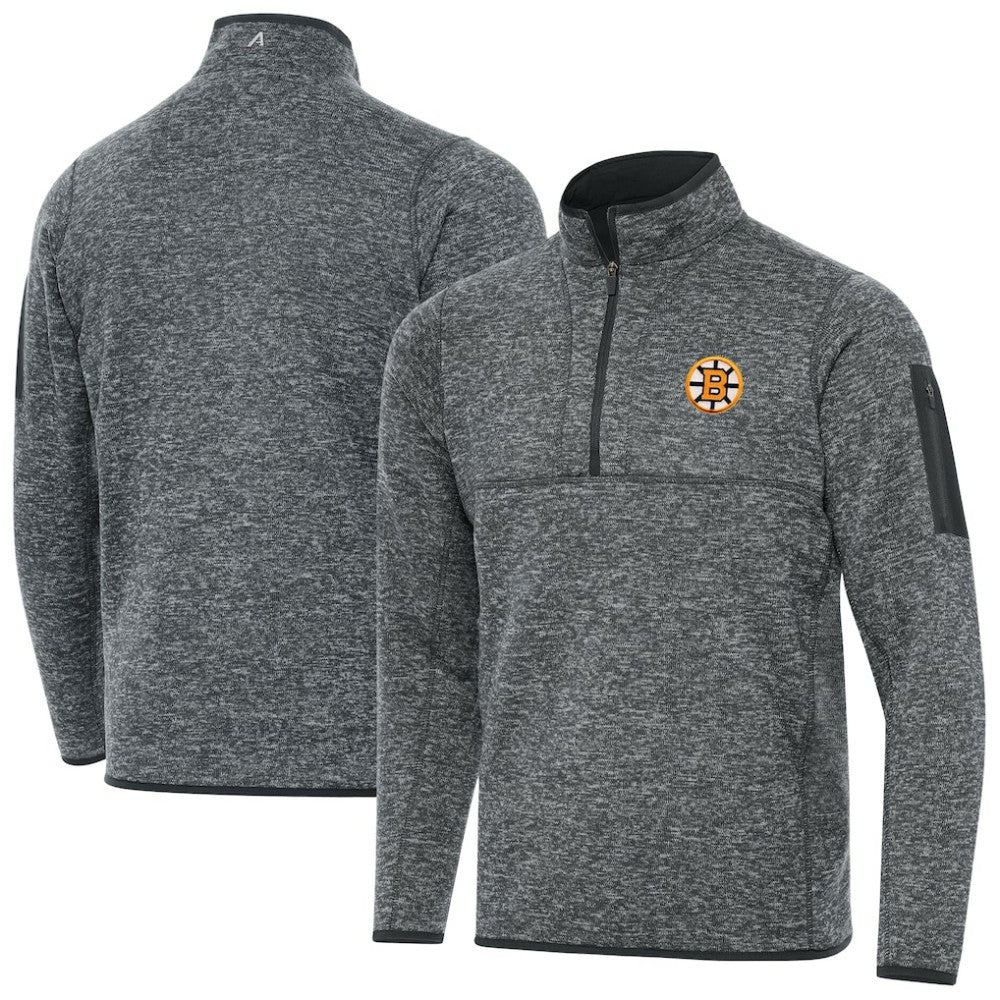 Boston Bruins Antigua Fortune Quarter-Zip Pullover Jacket - Heather Black | NHL online